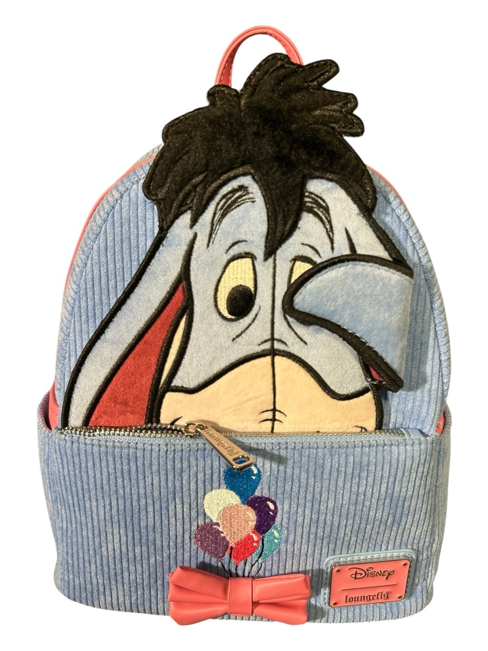 Loungefly Eeyore Corduroy Mini Backpack in Light Blue & Coral Accents